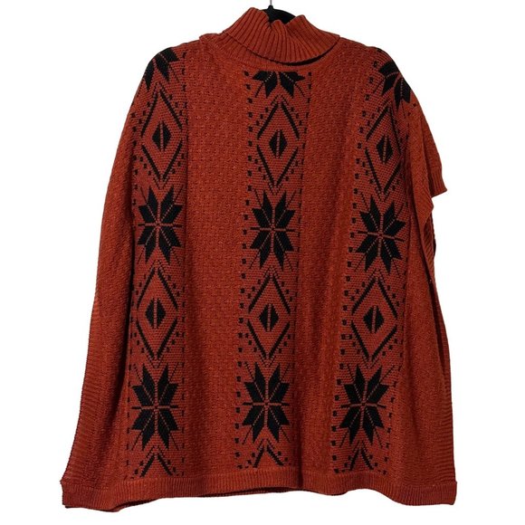 Fashion BLVD women’s size L rust Nordic print turtleneck sleeveless vest - Picture 2 of 6